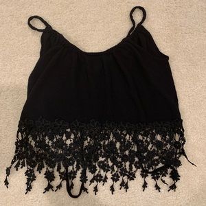 Black Aiden size small crop top with flower end